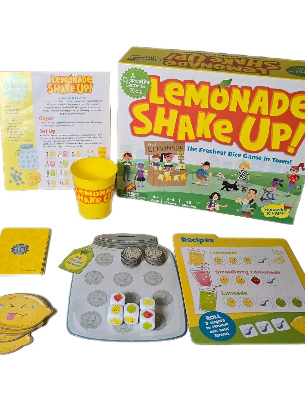 Lemonade Shake Up! Peaceable Kingdom Board Game 100% COMPLETE Educational Gift